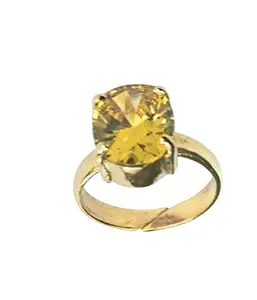 Yellow Zircon Gemstone Panch Dhatu Silver Coated Adjustable Ring Weight 7.25 Ratti for Men and Women