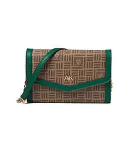 Anne Klein Tile Lion Logo Wallet On A Chain Cream Brown/Palm Leaf One Size, Cream Brown/Palm Leaf, One Size