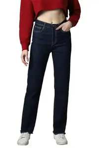 HIGH STAR Women Straight Fit High-Rise Clean Look Stretchable Jeans