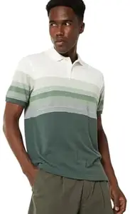 Max Men's Half Sleeves Regular Fit Striped Polo T-Shirt