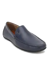 Louis Philippe Men Navy Leather Formal Shoes