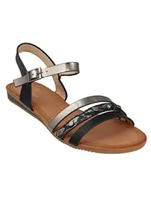 Pelle Albero Women's Black Outdoor Sandals (H12-4)