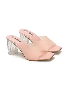 Retro Walk Fashionable Block Heels for Girls and Women 2136_Pink