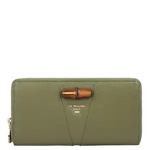 Da Milano Leather Zip Wallet for Women - Green (10072E)