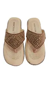 BHARDWAJ GARMENTS AND FOOTWEAR Women's Fancy Printed Stylish Embellished Sandal for Wedding Footwear (Dark Brown-7)