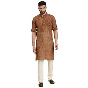 Rajubhai Hargovindas Men's Handloom Cotton Roll-Up Sleeve Kurta