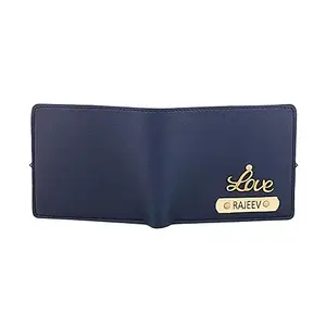 Customised Name Leather Wallet Blue