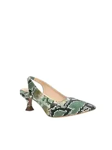 scentra fashion Women's Textured Pointed-Toe Slingback Kitten Heels with Backstrap – Sleek and Comfortable for Parties and Office Wear (Green, UK Footwear Size System, Adult, Women, Numeric, Medium, 6)