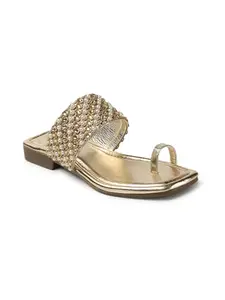 Iconics Women Sandal,Gold,UK-9