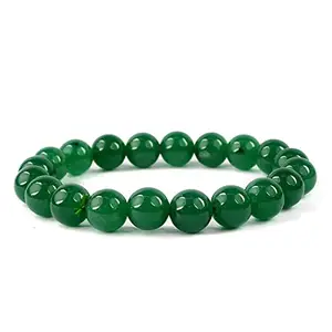 GREENS 10 MM Green Aventurine (Super Master) 79.65 Caret Pure Pearls Certified Onyx Adjustable Hand Bracelet for Men/Women (Pack of 1)
