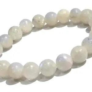 BluDiamond Moon Stone Bracelet Original Certified Round 22 Beaded Moon Stone Bracelet Stretchable For Astrological Purpose मून स्टोन ब्रेसलेट Moon Gemstone Bracelet
