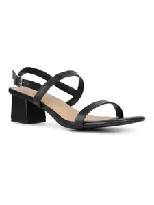 Inc.5 Womens Black Party Wear Striped Square Heels