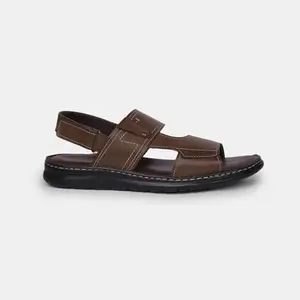 Bata Mens 8614 NEW MOODY Brown formal sandal | stylish cutout straps,velcro closure for a secure fit| Perfect for Formal Wear, Business Casual, and Parties |, Lightweight Size- 6