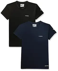 Charged Endure-003 Chameleon Spandex Knit Round Neck Sports T-Shirt Navy Size Xs And Charged Energy-004 Interlock Knit Hexagon Emboss Round Neck Sports T-Shirt Black Size Xs