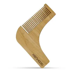 MENHOOD Premium Neemwood Beard Comb for Gentle Grooming and Styling - Natural, Handcrafted Wooden Comb for Men's Beard Care