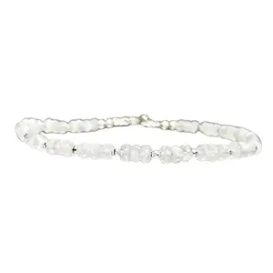 Lady Works Rainbow Moonstone 2-2.5mm Rondelle Shape Smooth Cut Beads 7 inch Silver Plated Clasp Bracelet for men, women, unisex. Link Chain Stacking Bracelet.|LBRAC_LW_05637