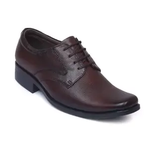 Zoom Shoes Genuine Leather Formal Derby Shoes for Men ZA-1210 | Perfect for Office and Special Occasions | Anti-Slip Technology with Memory Cushion Padded Insole (Brown, 10)