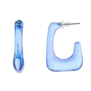 Voylla Resin Blue Bliss Hoop Earrings |Earrings For Women|Hoops Earrings For Women|Casual|Party|Gift For Women|Work And Office|Resin Earrings|