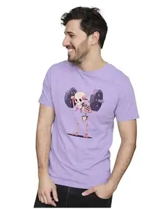 ALLEN BLACK Men's & Women's Regular Fit 100% Cotton T-Shirt (LIFESKUL05-Iris Lavender M Men Round_)