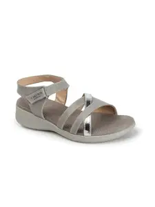 Carlton London Women Sandal, Grey, Uk-8
