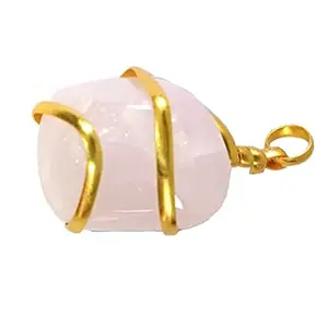 CA AGATE Rose quartz Tumbled Healing Pendant golden Necklace Healing Crystals Pendant