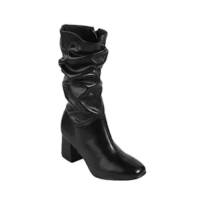 LEMON & PEPPER LEMON & PEPPER by Shoppers Stop Synthetic Zipper Womens Casual Boots (40,Black)