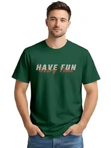 ENCIGER Men’s Printed Cotton T-Shirt | Graphic Casual Tee Round Neck Half Sleeve | Trendy Regular Fit Summer Wear