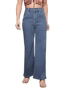 Miss Chase Women's Wide Leg High Rise Regular-Length Stretchable Denim Jeans