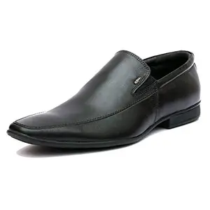 HITZ Men's Black Leather Slip-On Formal Shoes - 7