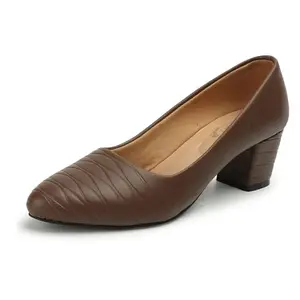 Denill Women Comfortable Cusioned Pump Heels (Brown) UK-8