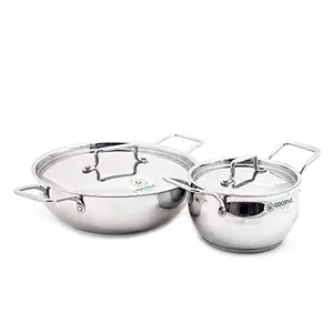 Coconut Stainless Steel Hammered Cook-n-Serve Kadai & Pot