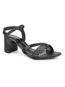 Inc.5 Women Black-Toned Embellished Block Heels