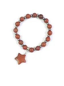 ASTROGHAR Natural Red Jasper Crystal Bracelet With Star Lucky Charm Crystal Bracelet