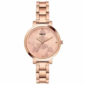 Helix 3 Hands Women's Analog Pink Dial Coloured Quartz Watch, Round Dial with 34.3mm Case Width - TW041HL24