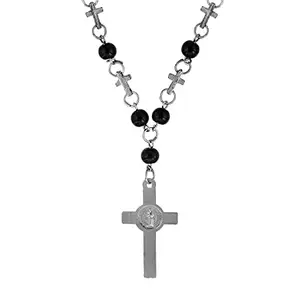DULCI Handmade Black Onyx 6mm Rosary Bead Christian Rosary Bead Mala Necklace Catholic Jewellery For Unisex