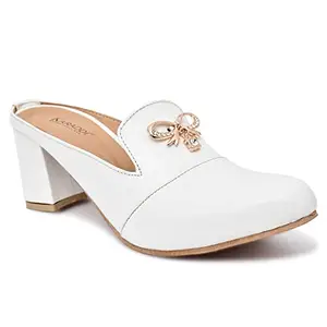 Karaddi Ladies Back Open Bellies Mules for Women Pumps and Girls Collage Office White