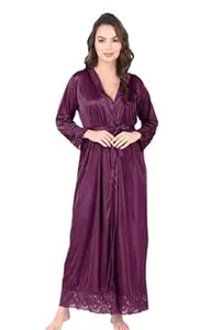 ZENVEE Women’s Satin Onion Pink Nightwear Lace Dress, Soft Silk Satin Nighty, Sleeveless Elegant Sleep Dress for Women. S