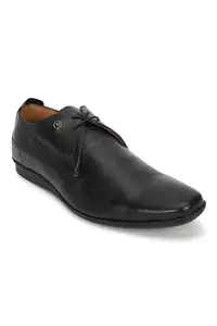 Louis Philippe Men's Derby Black Leather Formal Shoes - 10 UK/India (44 EU)