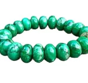 LKBEADS Unisex gem african turquoise 12x8mm, 23 Pieces rondelle smooth beads stretchable 7 inch bracelet for men,women-Healing, Meditation,Prosperity,Good Luck Bracelet