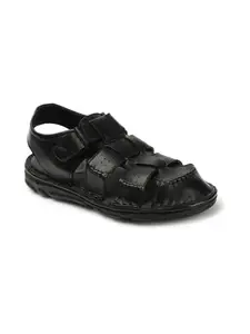 Carlton London Men's Stylish Slip On Comfortable Leather Sandals Colour-Black, Size-UK 8