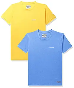 Charged Brisk-002 Melange Round Neck Sports T-Shirt Scuba Size Xs And Charged Pulse-006 Checker Knitt Round Neck Sports T-Shirt Yellow Size Xs