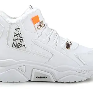 CASSIEY Latest Women's Inner Fur Winter Sports Shoes for Women| Ladies | Females | Girl's Comfortable Shoes- White