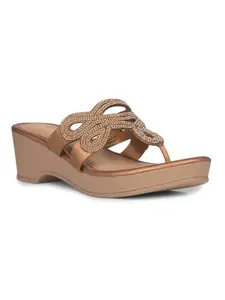 Bata Women Wedge Heel Thongs - Brown (7UK)