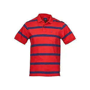 Indian Terrain Solid Cotton Blend Regular Fit Mens T-Shirt (Red, Medium)