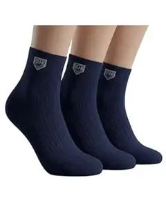 SOCKS-MOJE RH Pure Cotton Ankle Length Lines Socks for Men & Women | Ultra-Soft Breathable Fabric | Odour Control | Unisex Daily and Office Use Socks (Pack of 3)