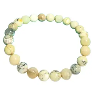RRJEWELZ Natural African Opal 8mm Round Shape Smooth Cut Beads 7 Inch Stretchable Bracelet For Men & Women. Unisex Bracelet For Healing, Meditation, Prosperity, Gift & Luck|STBR_RR_09917_7.0