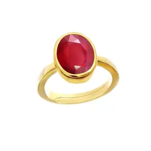 BARMUNDA gems 8.00 Ratti Natural Certified Ruby Manik Gemstone Panchdhatu Ring for Men & Women
