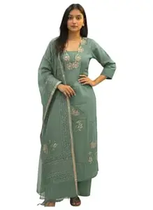 ANNI Designer Women’s Rayon Viscose Straight Printed Embroidered Kurta with Pant & Dupatta | Ethnic Kurta Set for Women | Daily, Office & Festive Traditional