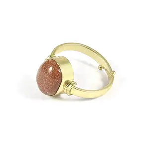 Todani Jems® Handmade Designer Certified Natural 3.25 to 9.25 Ratti Sunstone Sunsitara Golden Panchdhatu Adjustable Ring for Men and Women (4.25)