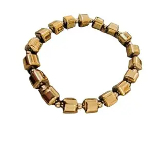 Dine Gems Real Fools Gold Bracelet Pure Golden Pyrite Stone Hand Band Beautiful Sunahara Pyrite Bracelet Original Certified For Men Women Wearing गोल्डन पाइराइट ब्रेसलेट फॉर गर्ल्स पुरुष जेंट्स महिला